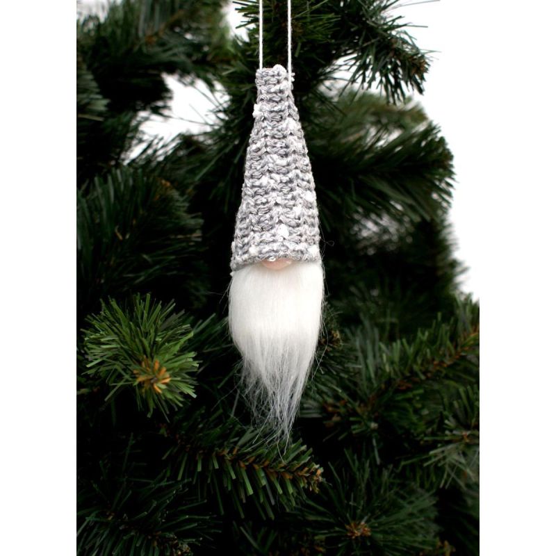 5. Dekorativer Anhänger Weihnachtsmann, 11 cm, Pailletten, Grau
