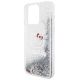 5. Hello Kitty Liquid Glitter Charms Kitty Head Hülle für iPhone 15 Pro Max – Silber