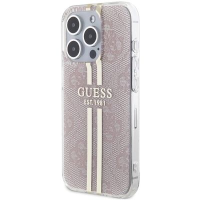 2. Guess IML 4G Gold Stripe Hülle für iPhone 15 Pro – Rosa
