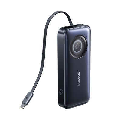 3. Baseus EnerCore CR11 10000mAh 45W Powerbank mit einziehbarem USB-C-Kabel – Schwarz