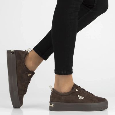 8. Damen-Plateau-Sneaker aus Leder, braun, Filippo DP3533