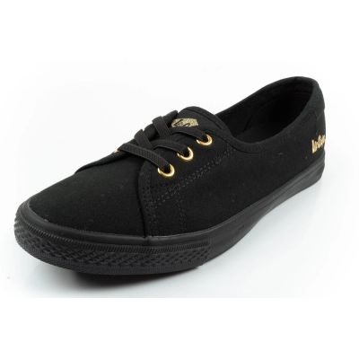 3. Lee Cooper Damenschuhe, sportliche schwarze Slip-On-Ballerinas