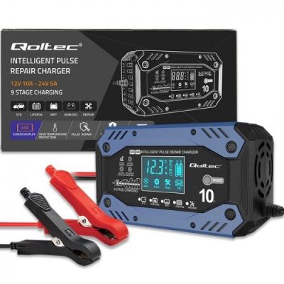 36. QOLTEC STD AGM GEL LIFEPO4-AKKU-LADEGERÄT | GLEICHRICHTER MIT REPARATURFUNKTION | 12–24 V | 10 A | LCD | 9-STUFIGES LADEN
