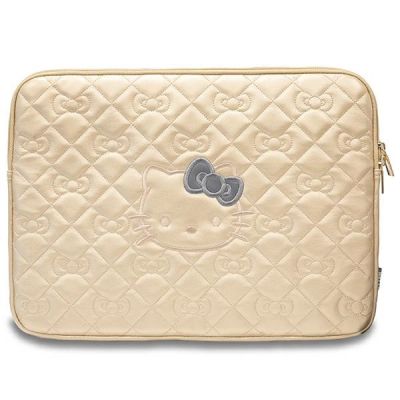 Hello Kitty Zip PU Quilted Bows-Tasche für einen 14-Zoll-Laptop – Gold