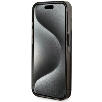 5. Guess Liquid Glitter Gold Stripes Hülle für iPhone 15 Pro – Schwarz