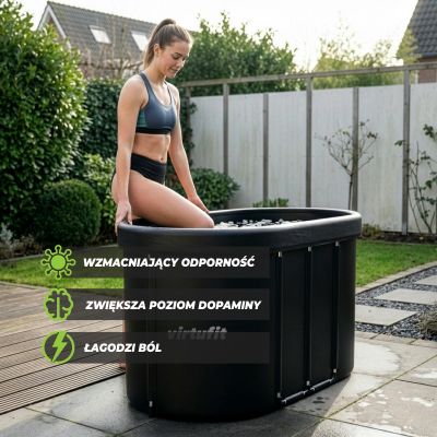 5. VIRTUFIT Ovales Eisbad 500 Liter Anthrazit mit Zubehör