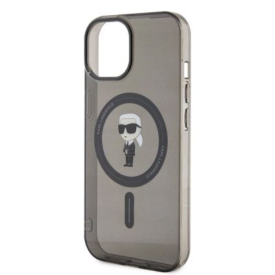 6. Karl Lagerfeld IML Ikonik MagSafe Hülle für iPhone 15 – Schwarz