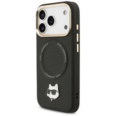 2. Karl Lagerfeld Big Strap Choupette Metal Logo MagSafe Hülle für iPhone 17 Pro Max – Schwarz
