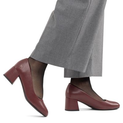 7. Damen-Pumps aus Leder mit hohem Absatz in Burgunderrot, Rieker 44750-35