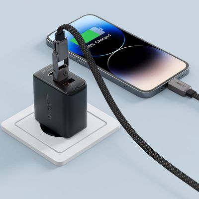 6. Acefast C13-04 USB-C - USB-A / USB-C Kabel 480Mb/s 3A 1,2m - Schwarz