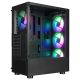 3. RAMPAGE PC-Gehäuse mit Seitenfenster SHIVA, 4x 120-mm-Rainbow-Lüfter, Schwarz