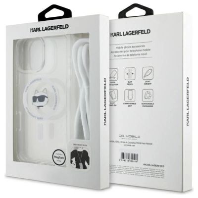 7. Karl Lagerfeld IML Choupette Head & Cord Magsafe Hülle für iPhone 16 Pro Max – Transparent