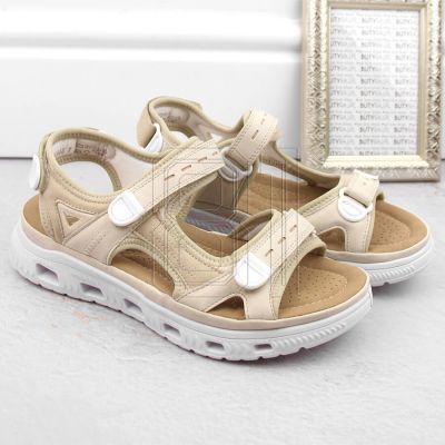 6. Comfortable Velcro sandals Rieker W RKR691 beige