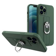 Ring Case Silikonhülle mit Fingergriff und Ständer für Samsung Galaxy A72 4G dunkelgrün
