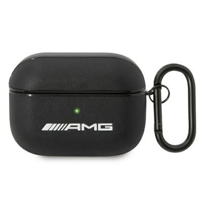 AMG Ledertasche mit großem Logo für AirPods Pro – Schwarz