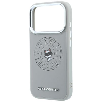 6. Karl Lagerfeld Point & Choupette Sketch MagSafe Hülle für iPhone 18 Pro Max / 17 Pro Max – Grau