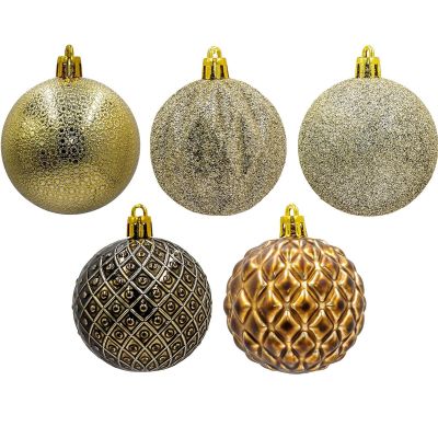 8. Dekorative Kunststoffkugeln, 6 cm, Set mit 35 Stück, bernsteinfarben