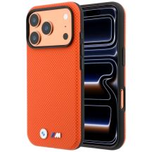 BMW M Quadrille Kevlar Metall Logo MagSafe Hülle für iPhone 17 Pro Max / 18 Pro Max - Orange
