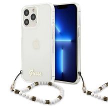Guess GUHCP13LKPSWH iPhone 13 Pro / 13 6.1" Transparentes Hardcase White Pearl