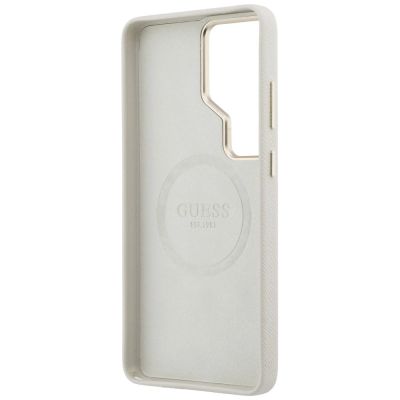 7. Guess Strass-Logo-Hülle mit rundem Logo für Samsung Galaxy S26 Ultra – Beige