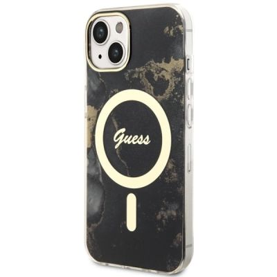 2. Guess, GUHMP14SHTMRSK iPhone 14 6,1" schwarz/schwarzes Hardcase Golden Marble MagSafe