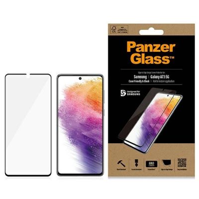 PanzerGlass E2E Regular gehärtetes Glas für Samsung Galaxy A73 – mit schwarzem Rahmen