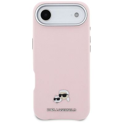 3. Karl Lagerfeld Karl & Choupette Head Pins Saffiano MagSafe iPhone Air Hülle - Pink