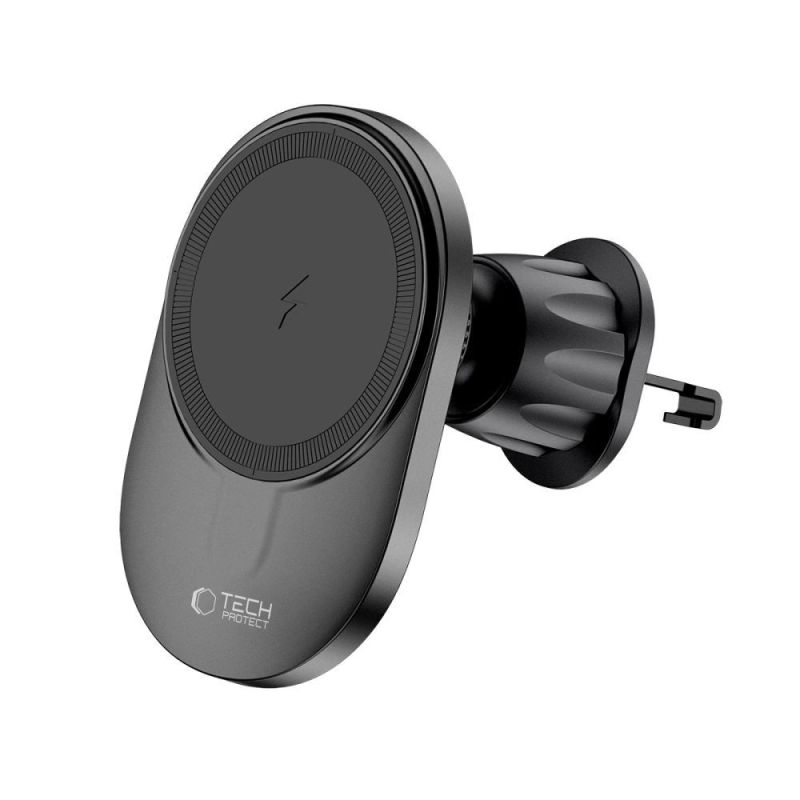 5. Tech-Protect MM15W-V1 Autotelefonhalter mit MagSafe 15W induktivem Ladegerät für Cockpit / Lüftungsschlitze – Schwarz