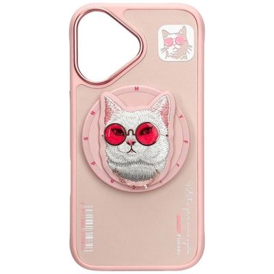 2. Nimmy Glasses Cool Cat MagSafe Case für iPhone 16 - Rosa