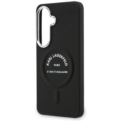 6. Karl Lagerfeld MagSafe Hülle mit geprägtem Ring und RSG-Logo für Samsung Galaxy S26 – Schwarz