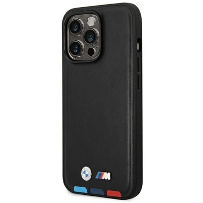 2. Hülle BMW BMHMP14L22PTDK iPhone 14 Pro 6.1 "schwarz / schwarz Leder Stamp Tricolor Magsafe