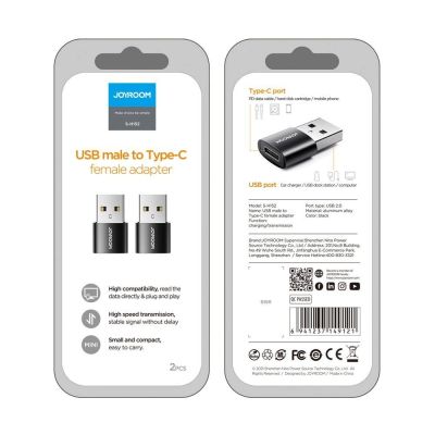 5. Joyroom Adapter von USB Typ C (weiblich) auf USB (männlich) 2 Stk. schwarz (S-H152 Black)