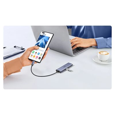 10. HUB Ugreen CM511 20956A 6in1 USB-C – HDMI / 3x USB-A 3.0 / SD/TF-Kartenleser – Grau