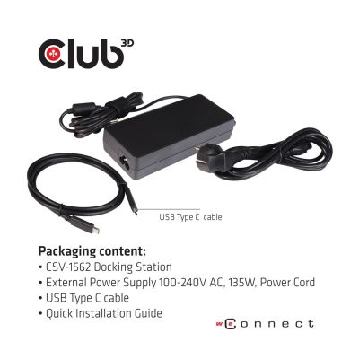 16. CLUB3D CSV-1562 Dockingstation USB 3.2 Gen 1 (3.1 Gen 1) Typ-C Schwarz