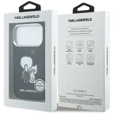 8. Karl Lagerfeld Karl & Choupette MagSafe Hülle mit Back Logo für iPhone 17 Pro Max – Schwarz