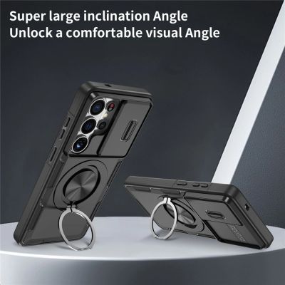 5. Samsung Galaxy S26 Ultra Hülle mit verschiebbarer Kameraabdeckung und drehbarem Ständer, kompatibel mit MagSafe – Schwarz