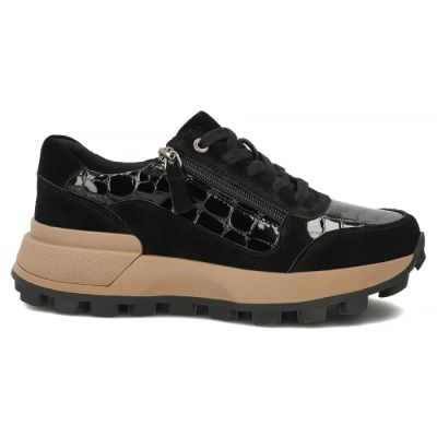2. Damen-Keilsneaker aus Lackleder, schwarz, Filippo DP7988