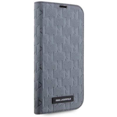 5. Karl Lagerfeld KLBKP14SSAKLHPG iPhone 14 6,1" Bücherregal Silber/Silber Saffiano-Monogramm