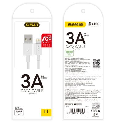 8. Dudao Kabel USB / Lightning 3A 1m weiß (L1L weiß)