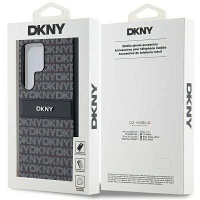 7. DKNY Leder Mono Stripe & Metal Logo Hülle für Samsung Galaxy S24 Ultra – Schwarz