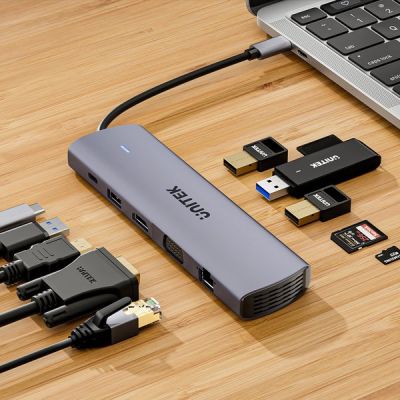 4. UNITEK D1113BGY01 Hubs und Konzentratoren 2 x USB 3.2 Gen 2 (3.1 Gen 2) Typ-C 1000 Mbit/s Grau