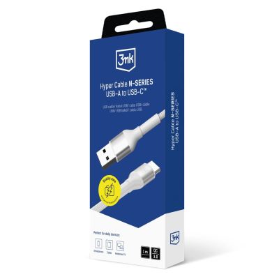 10. 3mk Hyper Cable N-SERIES USB-A / USB-C 1m 9V/2A 18W / weiß