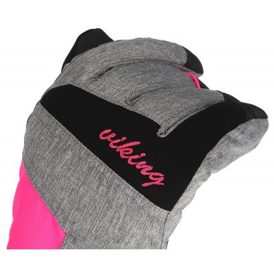 3. Viking Ronda Ski Lady Damen Skihandschuhe mit verstellbarem Kordelzug, isoliert, grau-pink (113/20/5473/46)