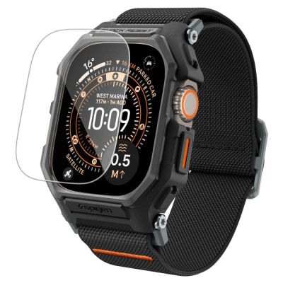 Spigen Lite Fit Pro Armband + Displayschutzfolie aus gehärtetem Glas für Apple Watch Ultra 49 mm – Schwarz