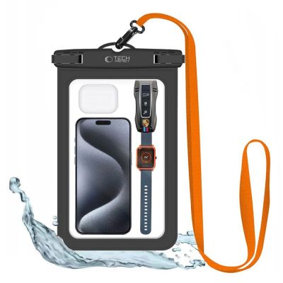 Wasserdichtes Tech-Protect-Gehäuse UWC9, wasserdicht für Geräte bis 8,9 Zoll – Schwarz und Orange