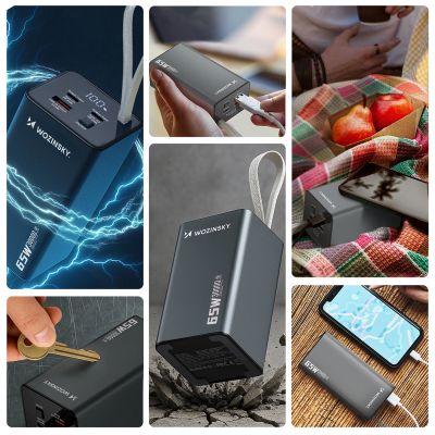 4. Powerbank Wozinsky K65+ 65W 30000mAh 2x USB-C, 1x USB-A 65W - grau