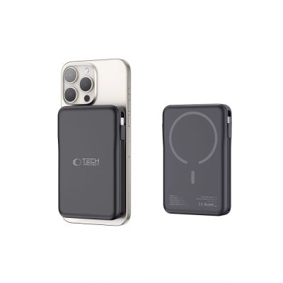 5. Tech-Protect LifeMag PB31 Powerbank mit MagSafe 10000 mAh 15 W USB-C/USB-A/integriertes USB-C/ Lightning Kabel – Schwarz