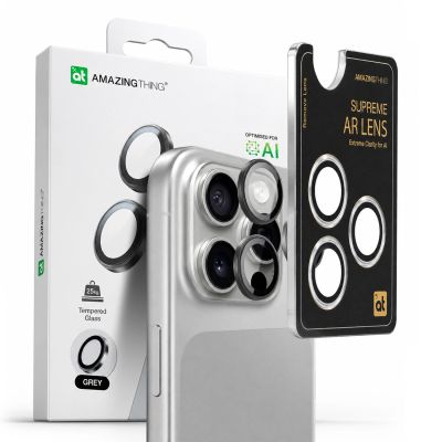 5. AmazingThing AR Aluminium 3-Linsen-Glas mit Kameralinsenrahmen für iPhone 16 Pro / 16 Pro Max - Schwarz