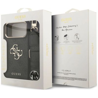 9. Guess 4G Big 4G Classic Logo Big Strap Metal Buttons Hülle für iPhone 18 Pro Max / 17 Pro Max – schwarz