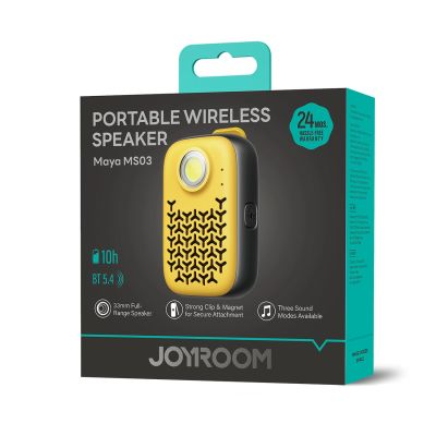 2. Joyroom Maya JR-MS03 tragbarer Bluetooth-Lautsprecher mit integrierter Taschenlampe, widerstandsfähig – gelb